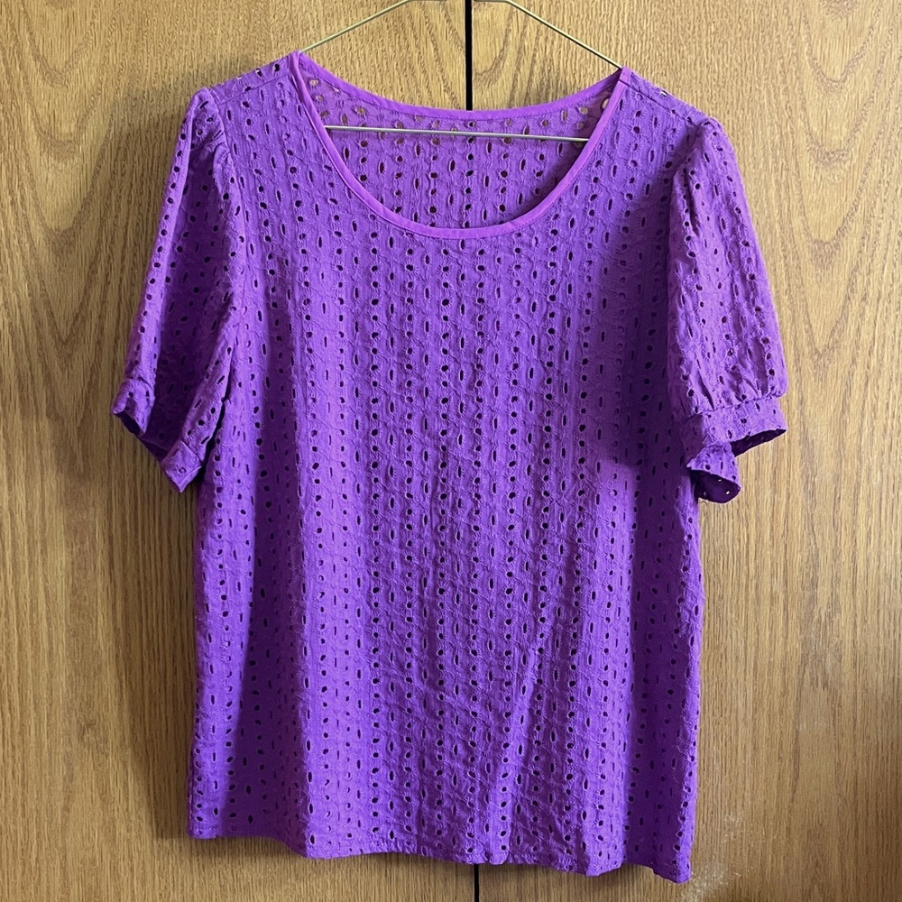 Purple eyelet top